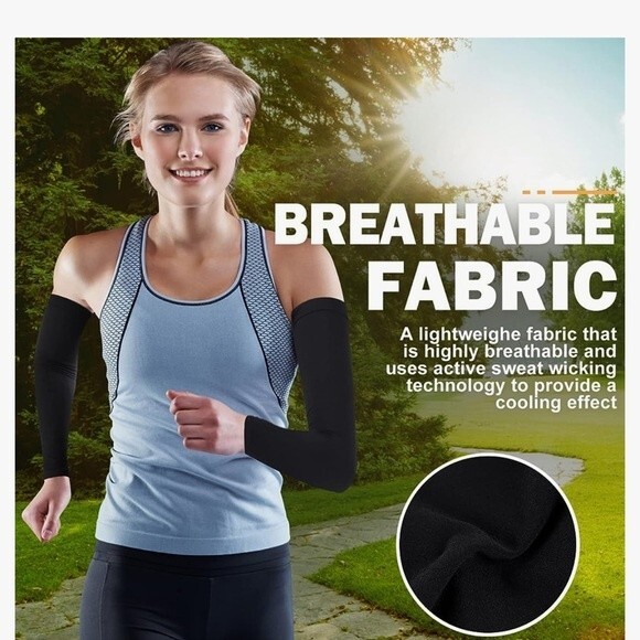 Compression Sleeve Black UV Sun Protection Arm Sleeves Men Women Athletic S - Picture 5 of 6